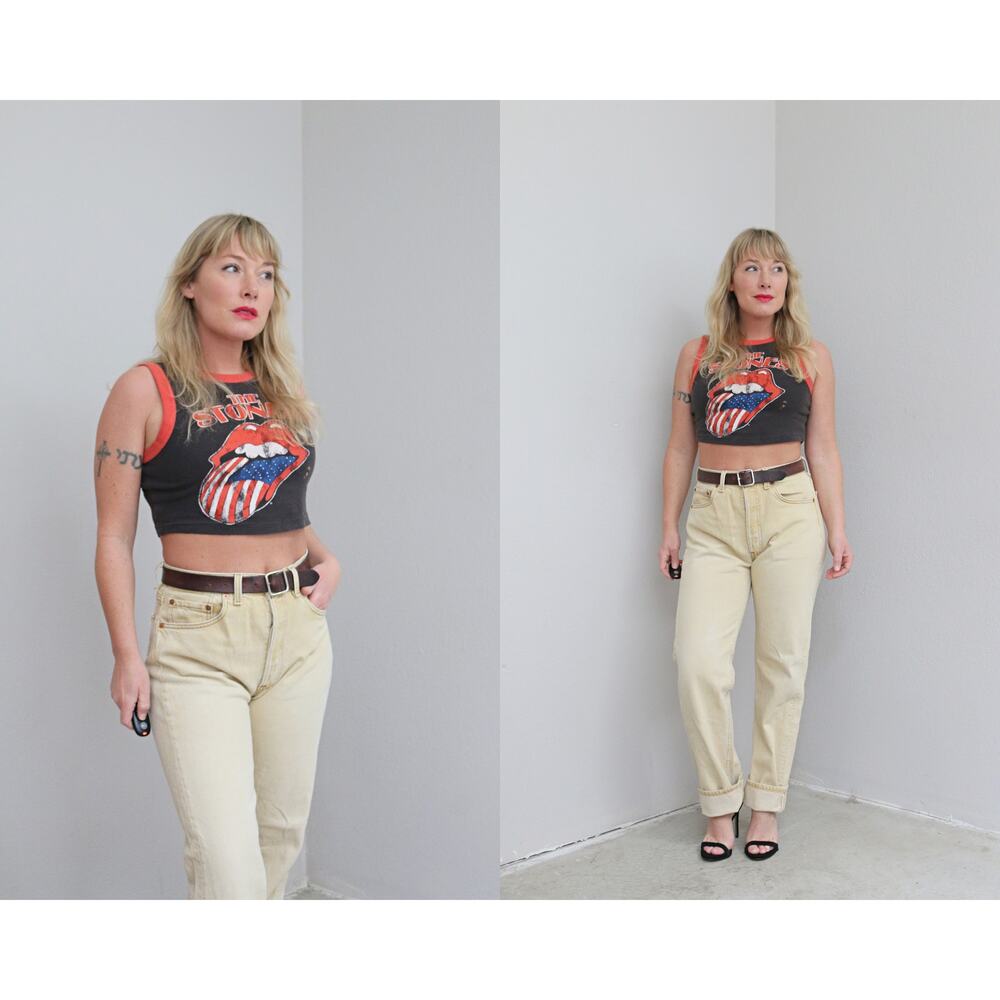 1990's Vintage USA Made Levi's 501 Tan Wheat Jeans Women's SM MD 31" 32" Waist